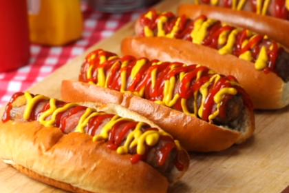 Bacon wrapped burger dogs