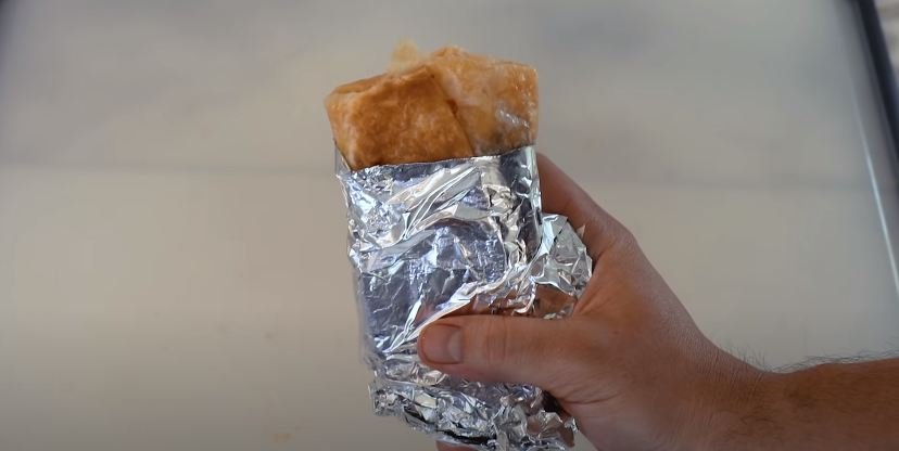 Plastic wrap chicken burrito